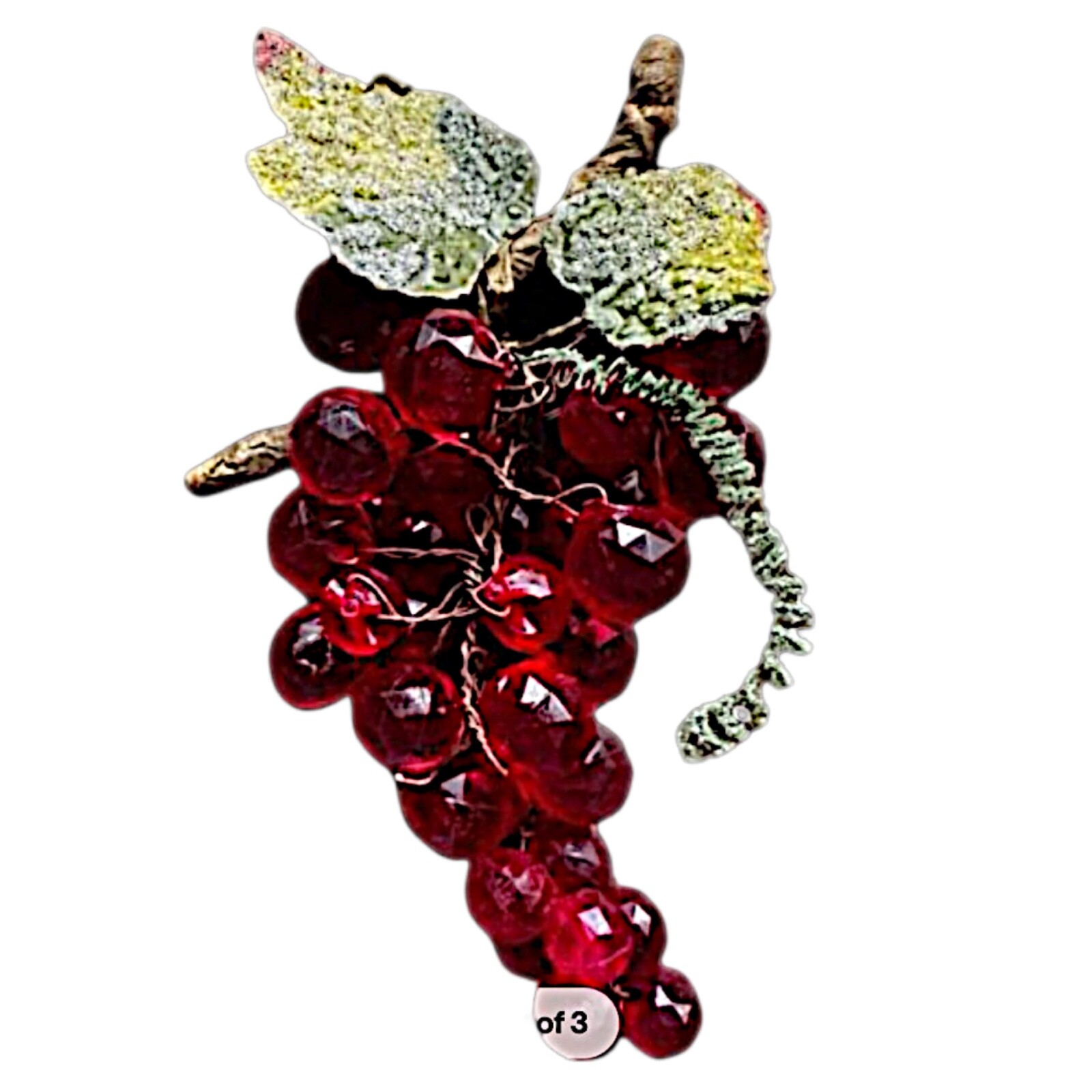 Vintage Red Lucite Grape Cluster Faceted Bead 7″ (set of 2)