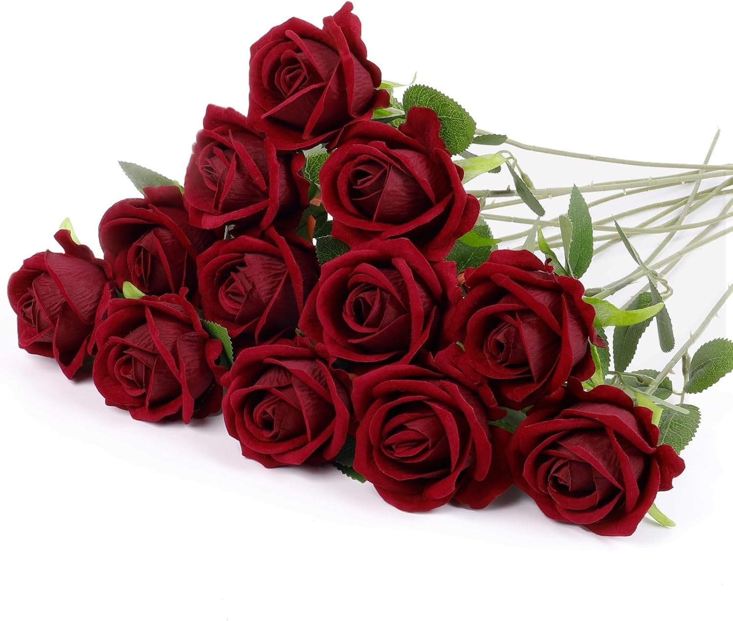 12 Pcs Silk Rose Flowers with Long Stems for Elegant Decor