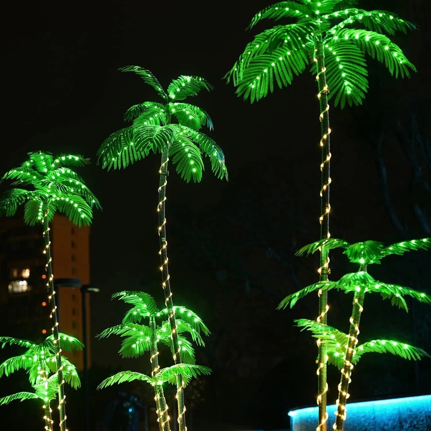 Simulation Tropical Palm Tree 7ft – 260 LED Lights, Indoor/Outdoor, Timer