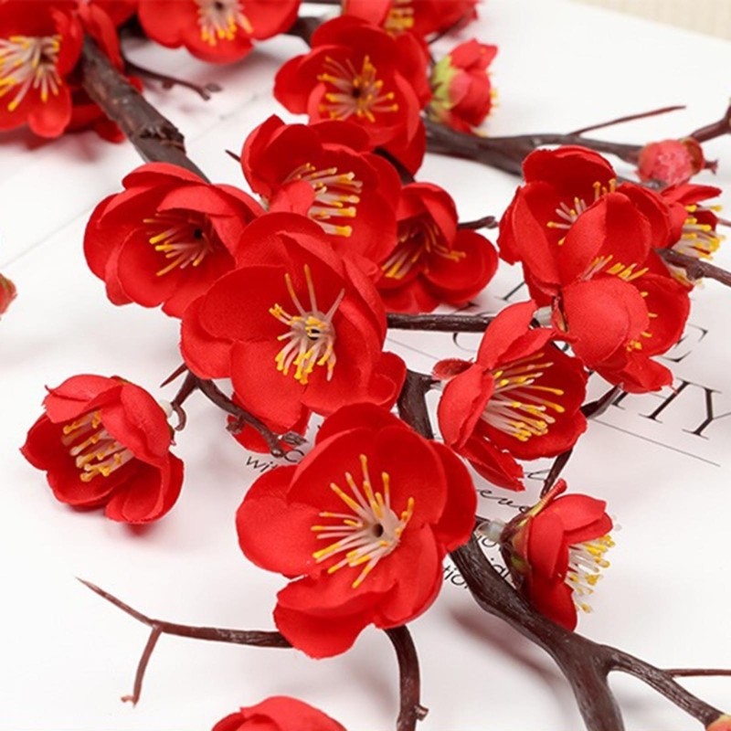 Chinese Artificial Plum Blossom Bonsai Silk Flowers for New Year Wedding Decor