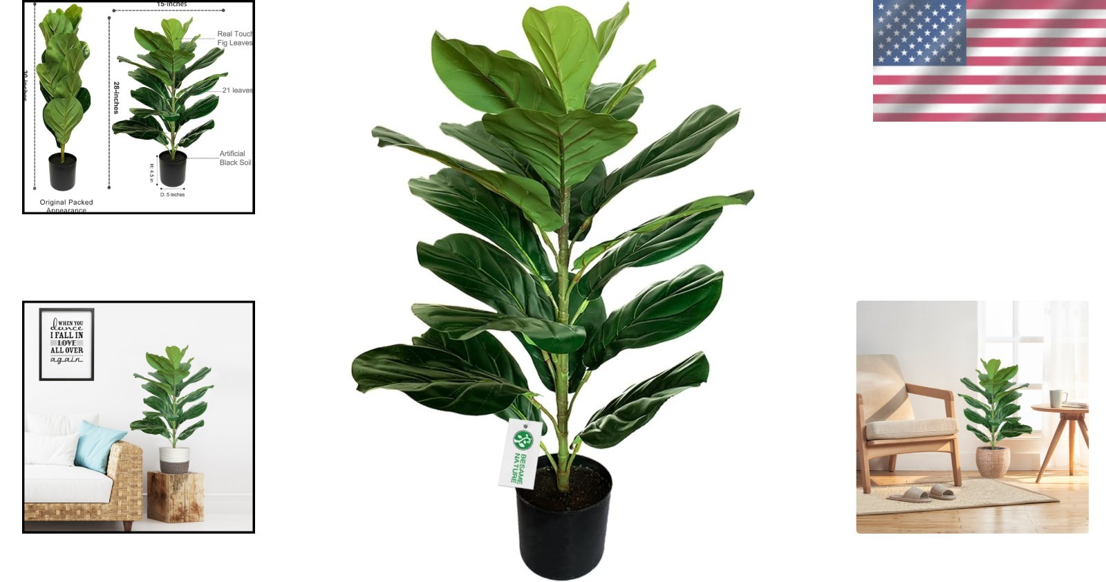 Chic 30-Inch Artificial Ficus Lyrata with Realistic Silk Leaves for Indoor Decor