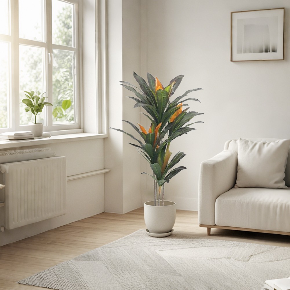 3.4/4.8FT Artificial Plants With Pot Realistic Fake Dracaena Leaves Tree Plant