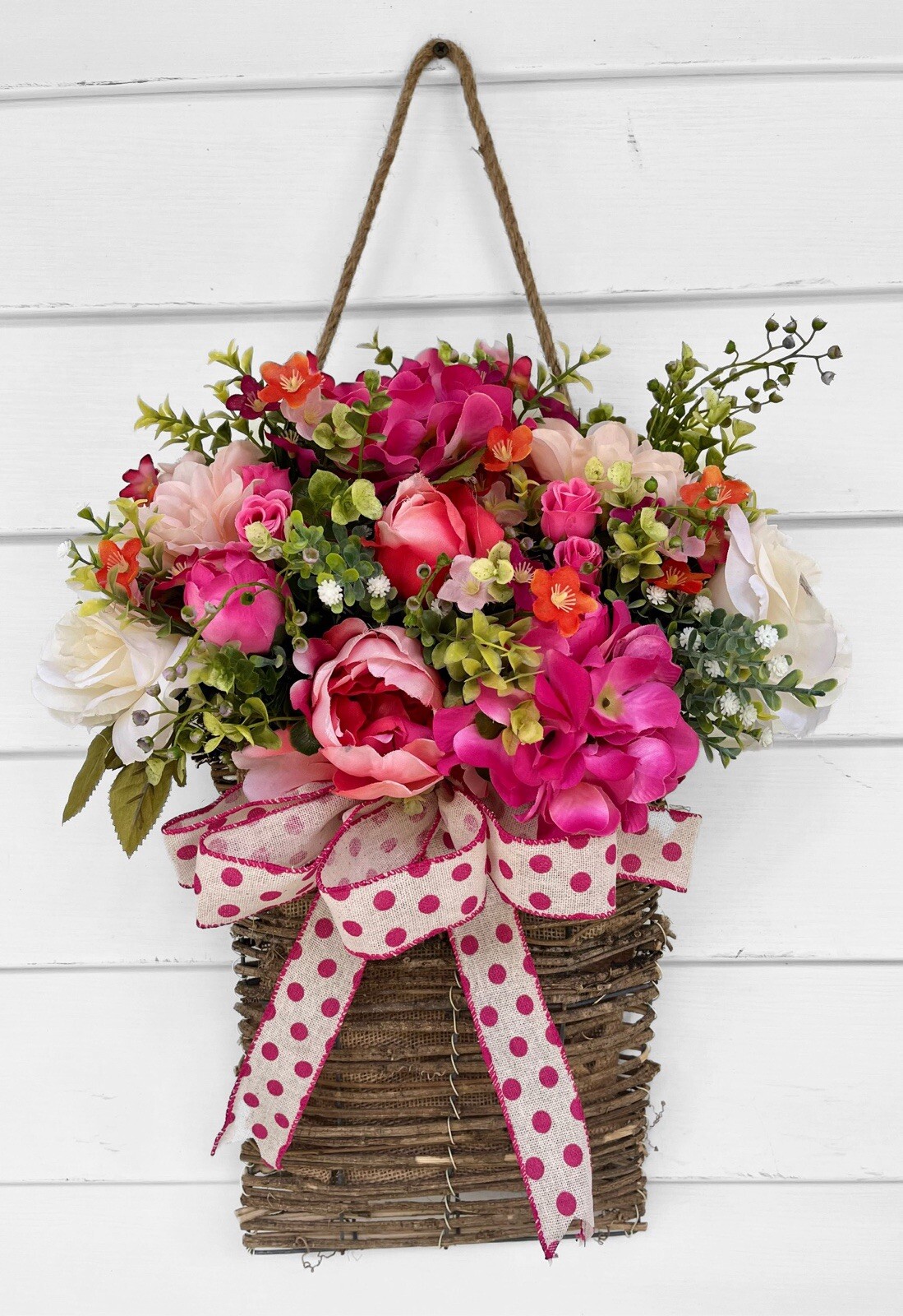 Floral Wall Basket, Flower Wall Basket, Front Door Hanger, Door Decoration