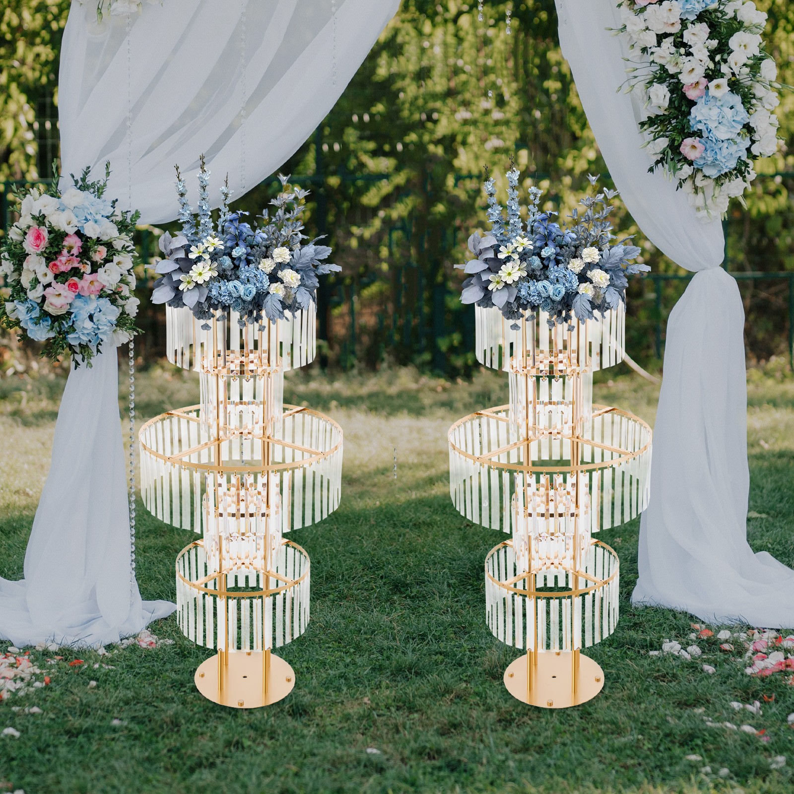 5 Tier 43.3 in Height Flower Stands 2PCS Flower Stands Crystal Flower Stands