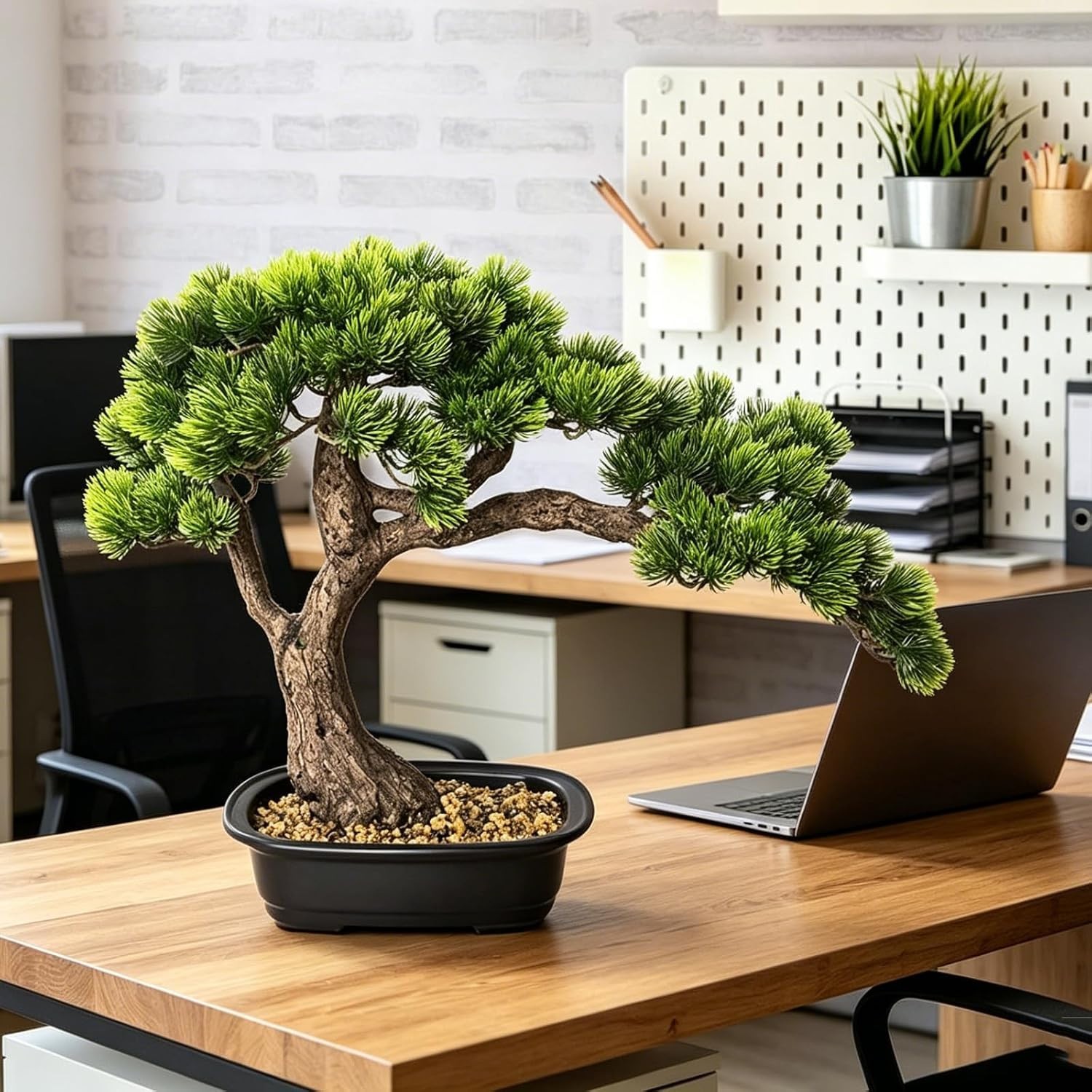 15 inch Artificial Bonsai Tree, Large Faux Juniper Pine Plant Desk Decoration