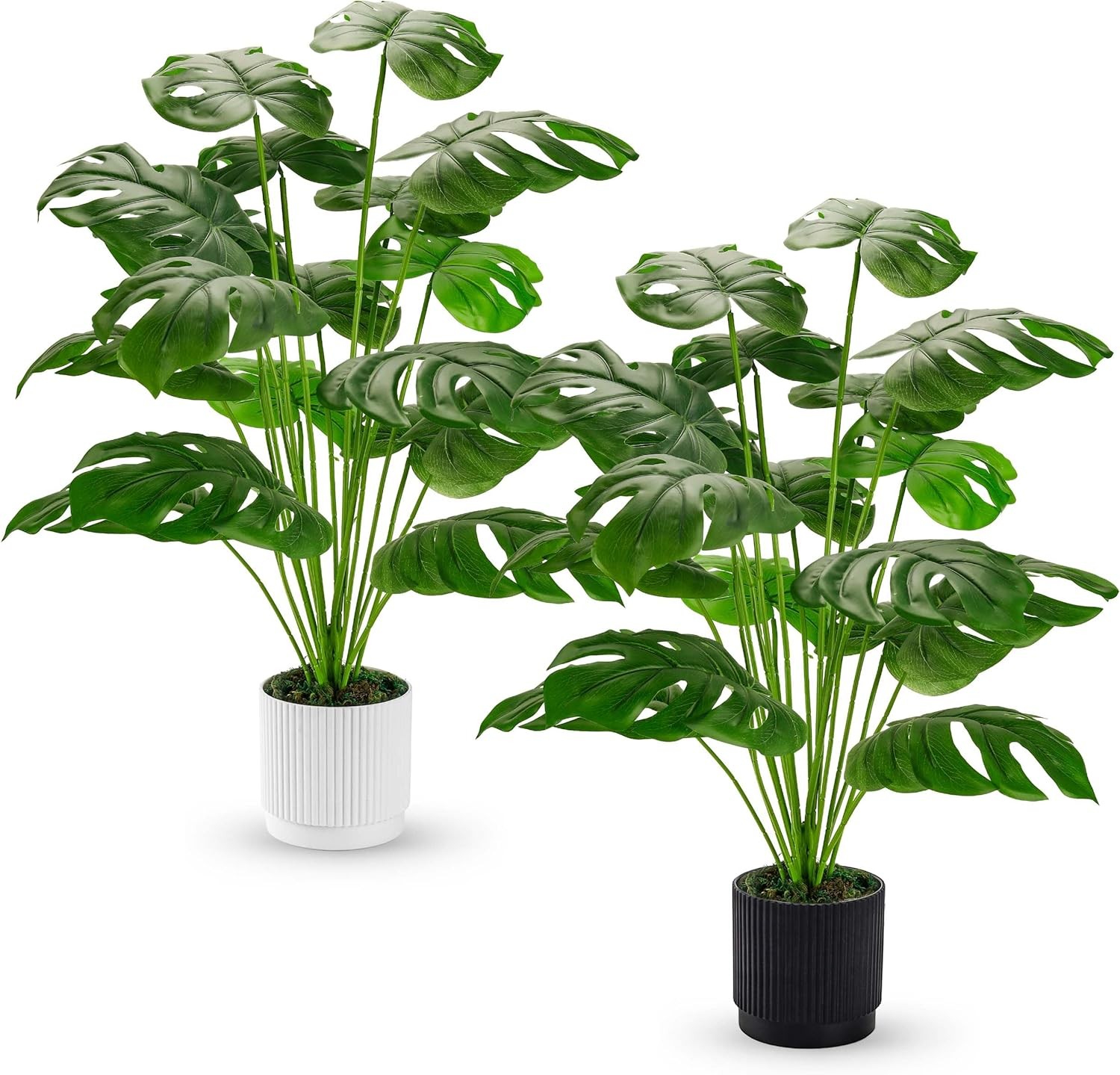 28″ Fake Plants Large Artificial Monstera Faux Potted Plants Indoor Tall Outdoor