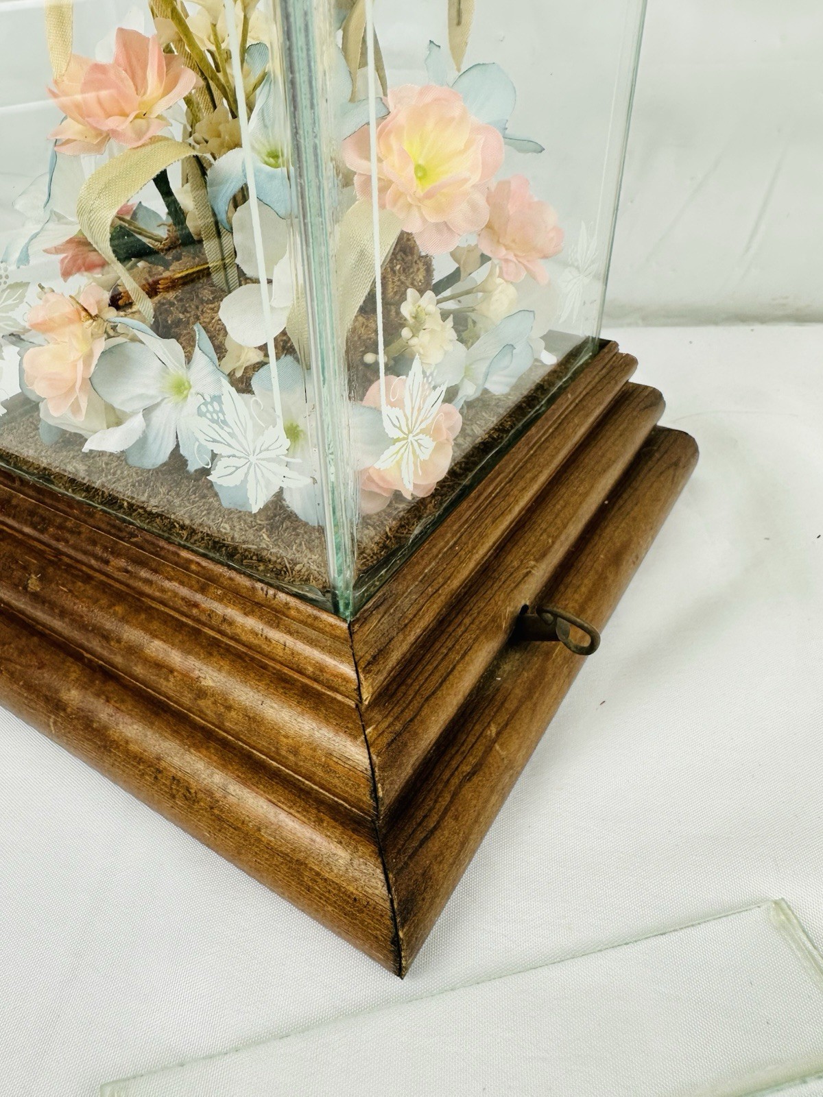 Vintage Glass & Wood Display Terrarium Music Box CottageCore For Upcycle Crafts