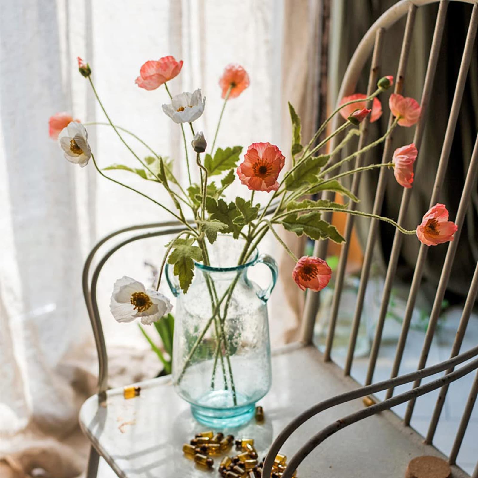 Artificial Flowers 6 Stems Poppy Silk Bouquet,for Wedding, Home, Party Decora…