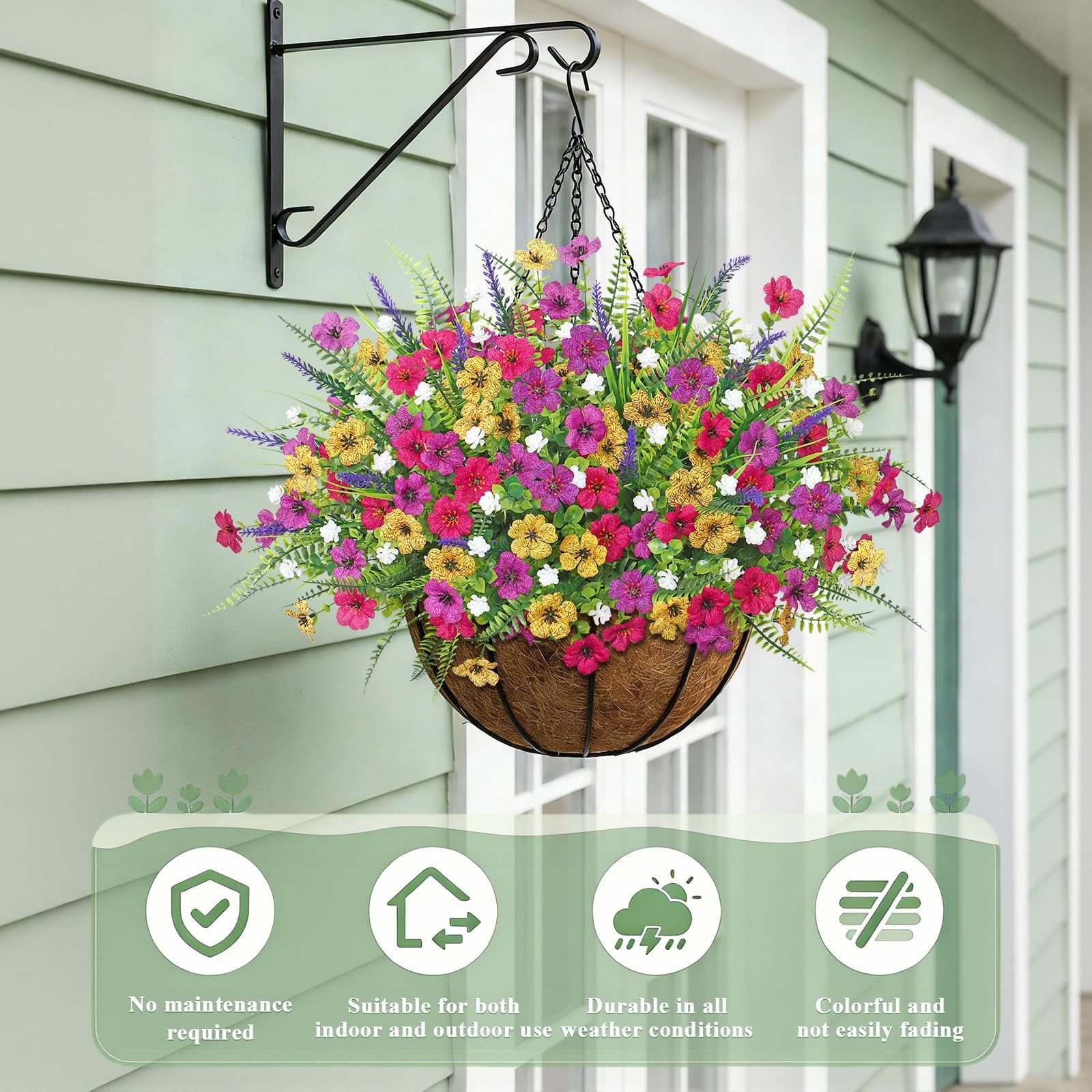 Artificial Flowers for Outdoors 12 Bundles UV Resistant Faux Flowers Silk Dai…