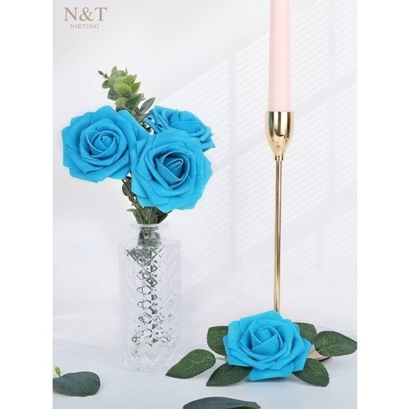 NEW N & T Nieting Blue Artificial Foam Flower Set Wedding Florals Decor Turq