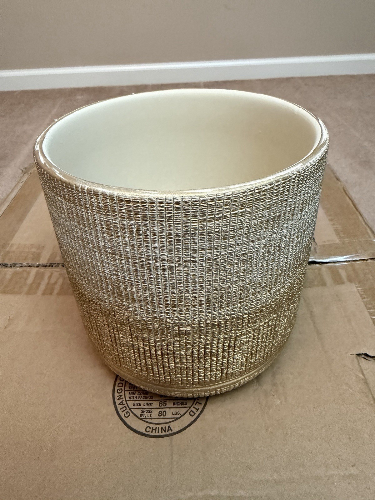 Vigoro Lot of 4 GENEVIEVE 6” Ceramic Pot Planter Gold Textured