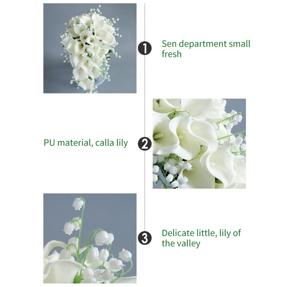Wedding Bouquet – Bridal & Bridesmaid Artificial Calla Lily Bouquets, Water D…
