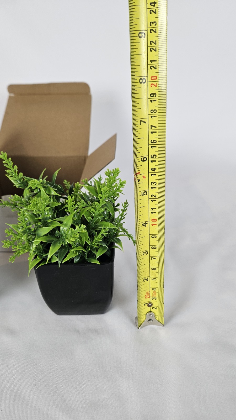 2 Small Green Faux Succulents In Black Pot 6″ X 3″