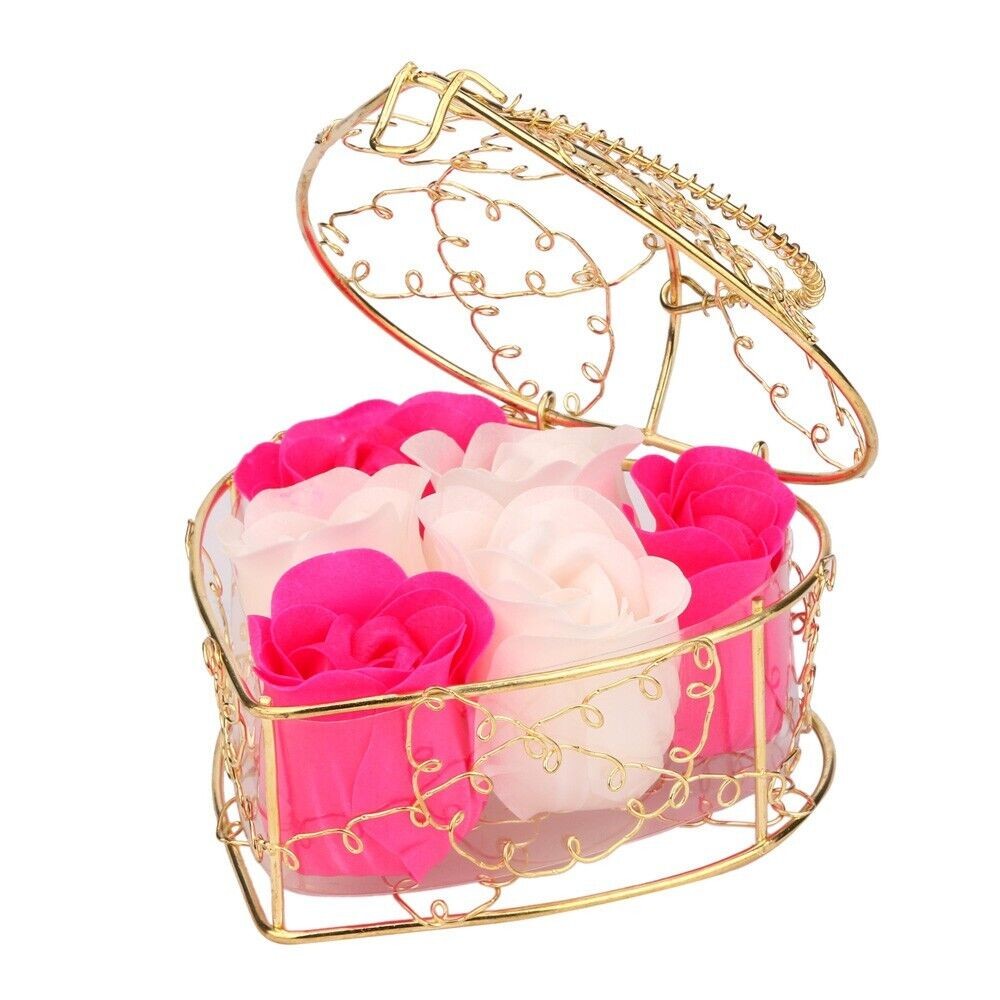 Heart Scented Petal Rose Soap Flower Wedding Valentines Day Gift Box 2 Packs