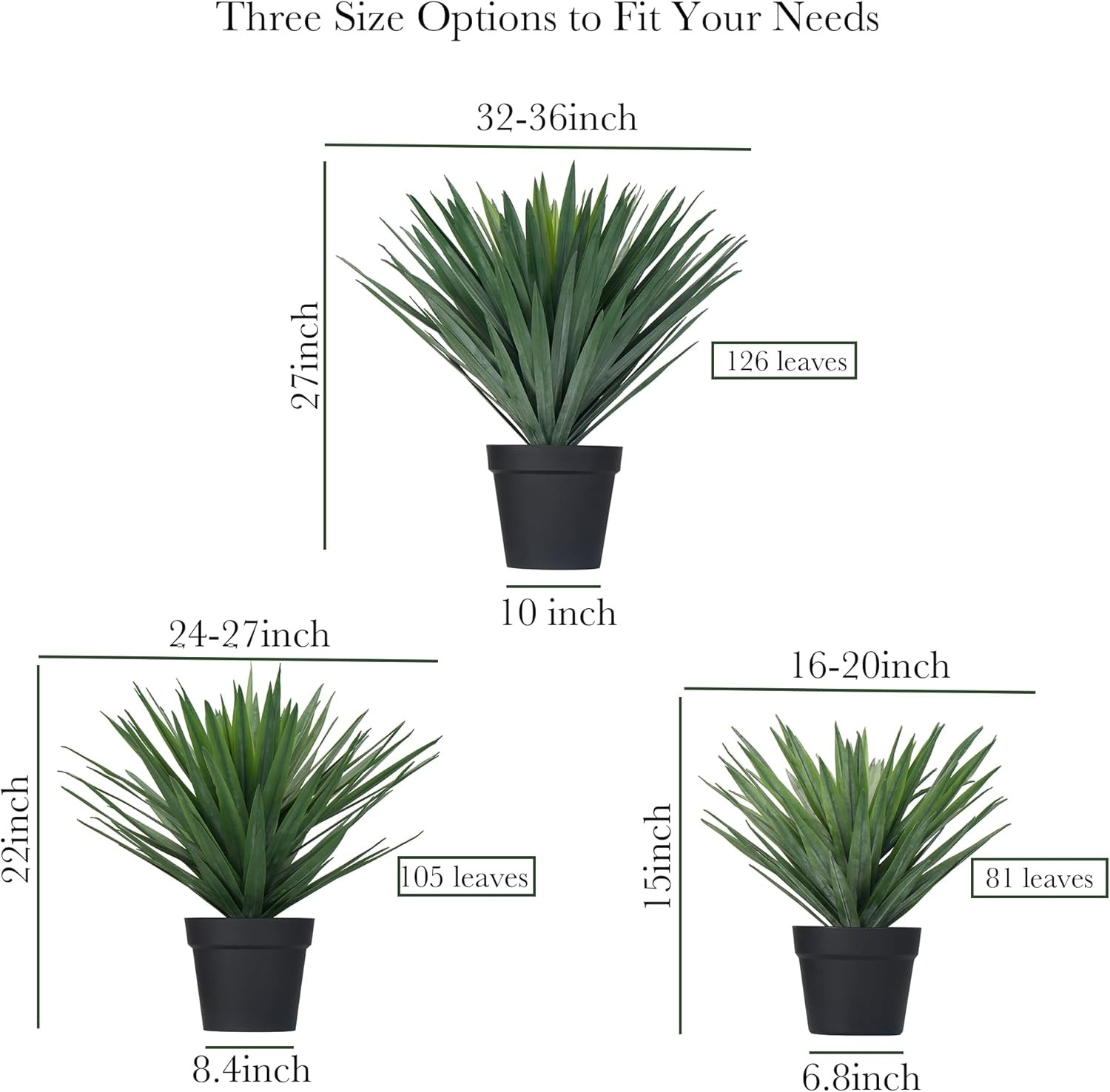22″ Artificial Agave Plant in Black Pot – Modern Indoor/Outdoor Decor