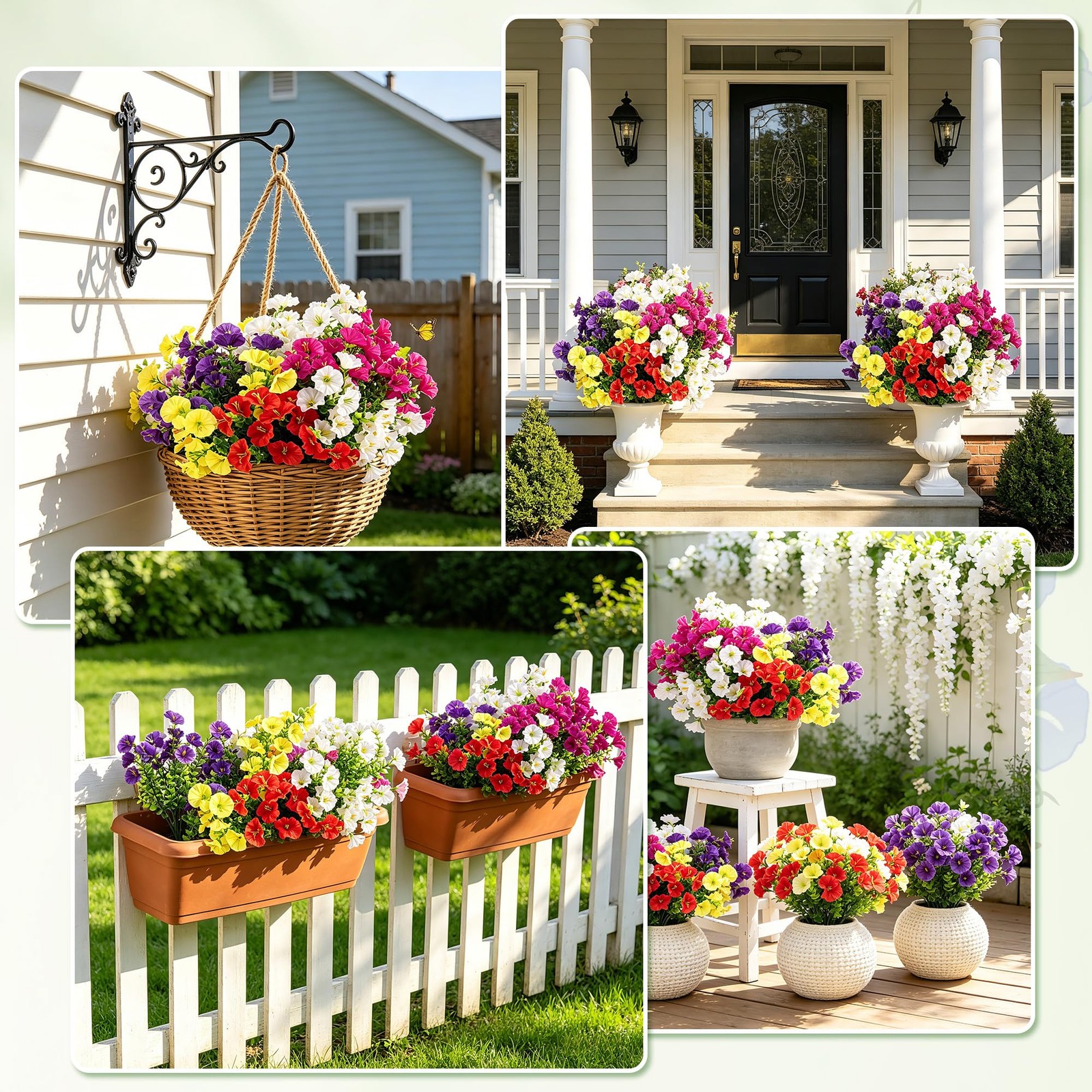 9 Bundles Artificial Flowers for Outdoors, UV Resistant Artificial Outdoor Pl…