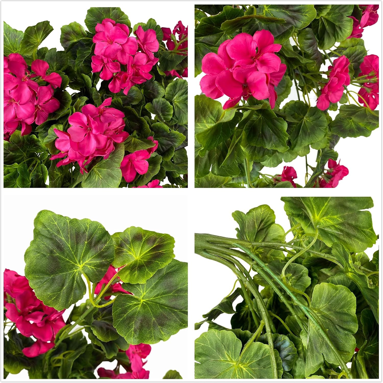 Fuchsia Artificial Geraniums Hanging Bundles – 2 Pack for Home & Garden Decor