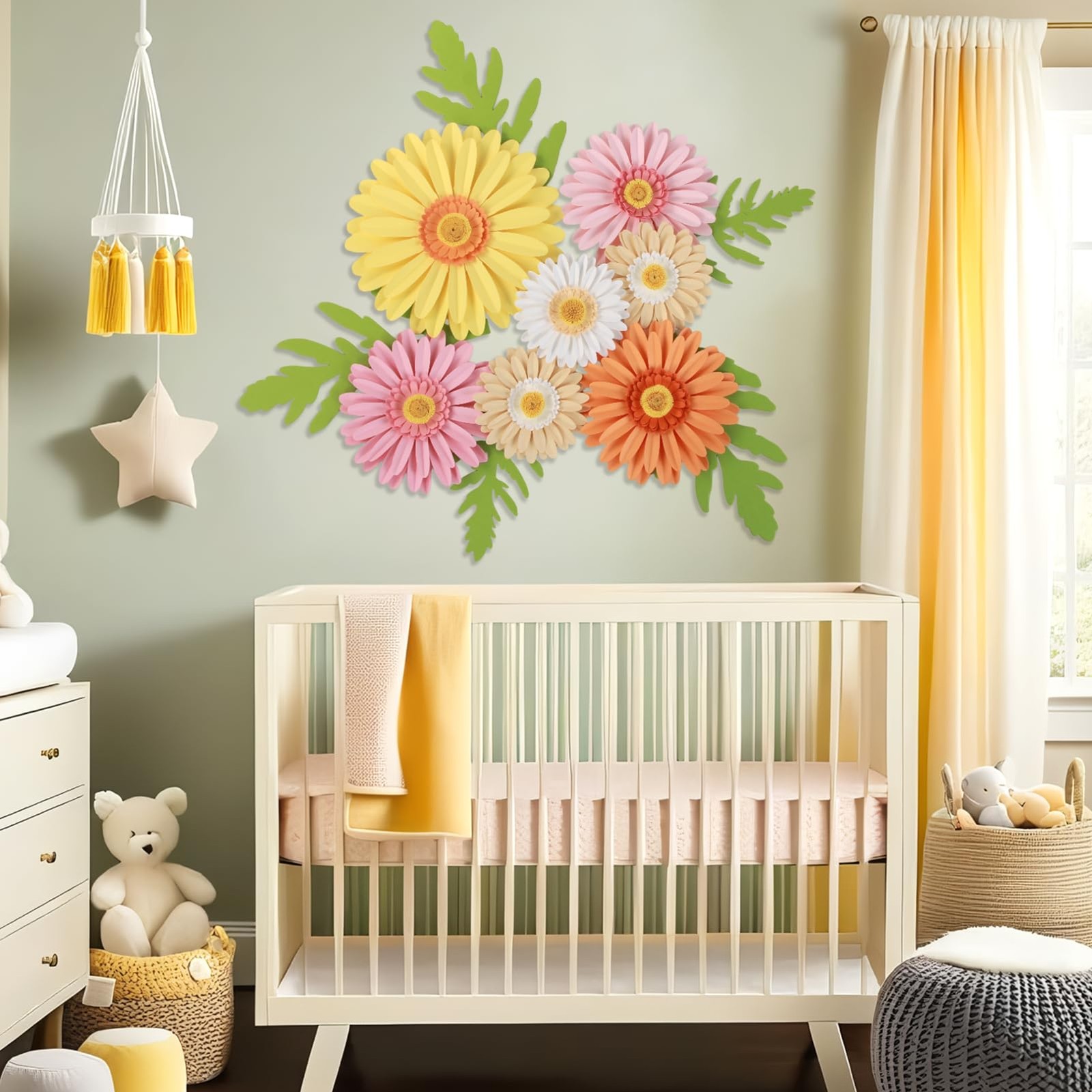JAZZ Daisy Giant Flower Wall Decor, 3D Large Flower Party Decoration, Artific…