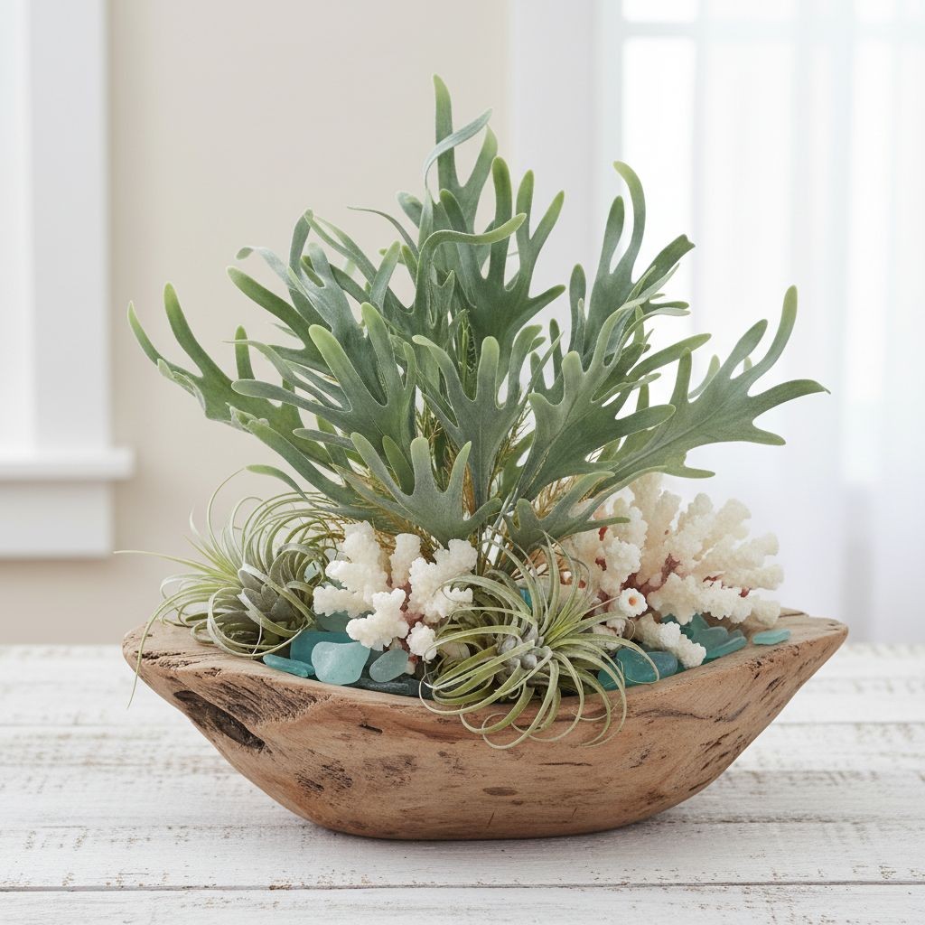Artificial Staghorn Fern Spray Faux Fern Greenery Coastal Decor Tropical Decor F
