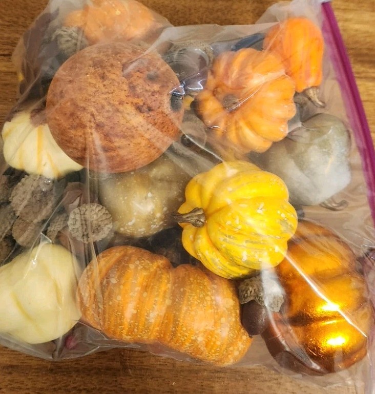 Great Lot of Decorative Fall Autumn Pumpkins Acorns Berries Bowl Vase Filler