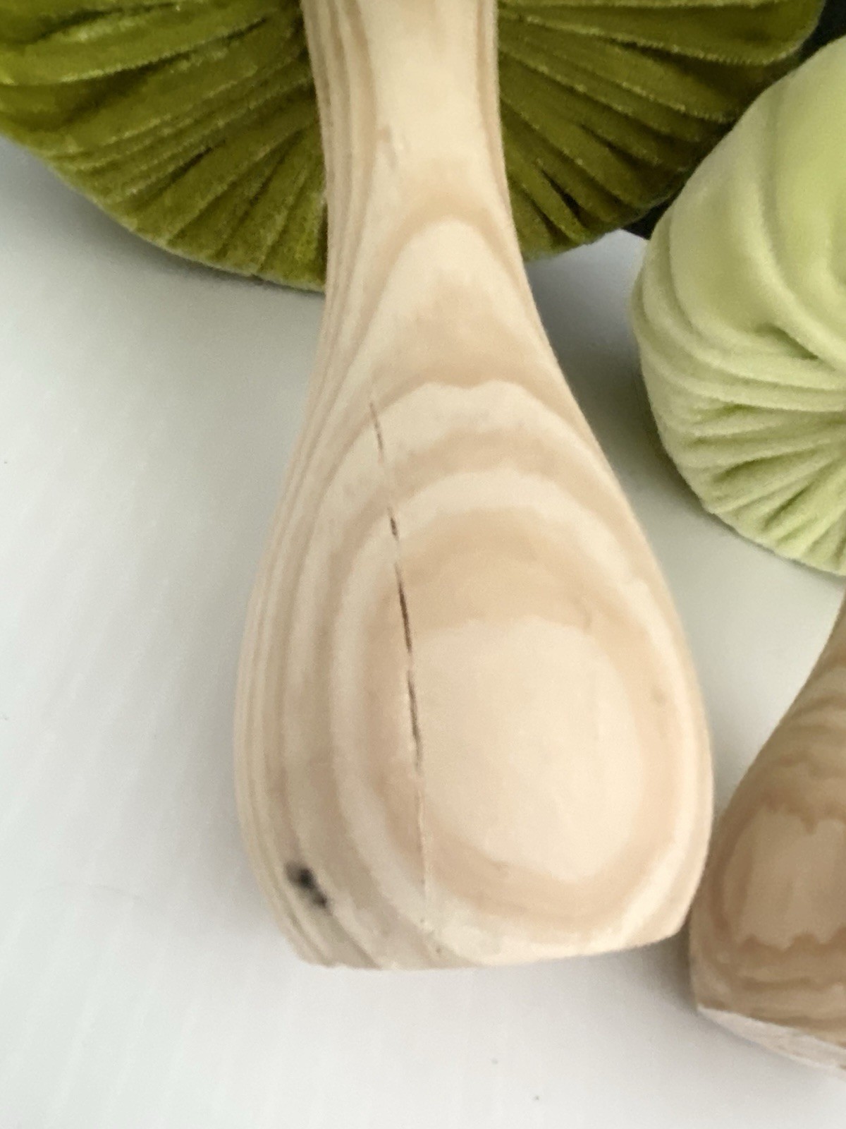 (2) Flora Bunda Green Velvet Mushroom Retro Mushrooms Shelf Sitter Spring Decor