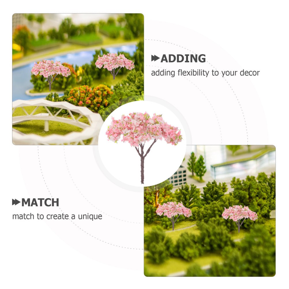 10Pcs Reusable Miniature Pink Cherry Blossom Trees Plastic Simulation Tree Model