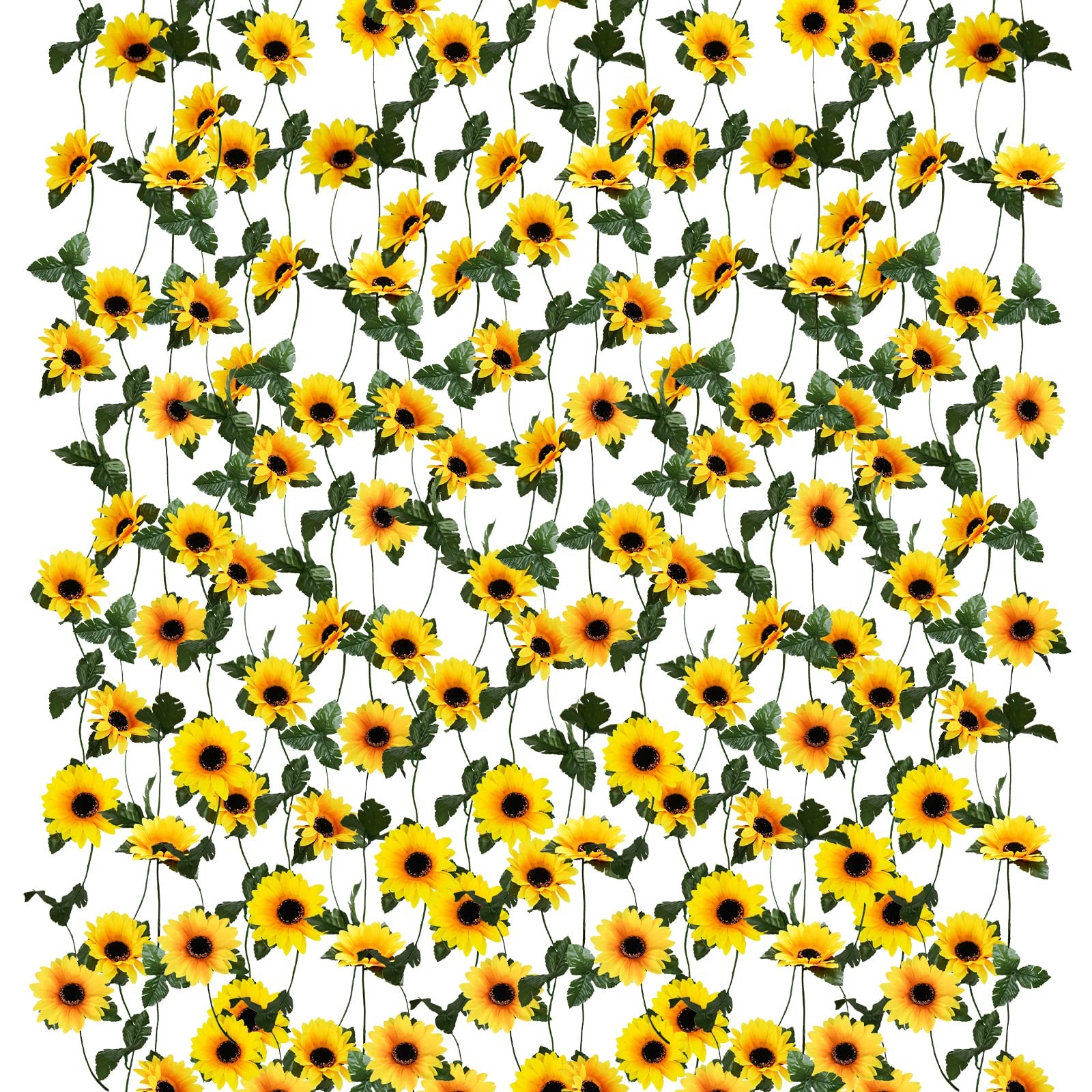 10 Pack Artificial Sunflower Garland, 8.2ft/Pcs Silk Sunflowers with Green Le…