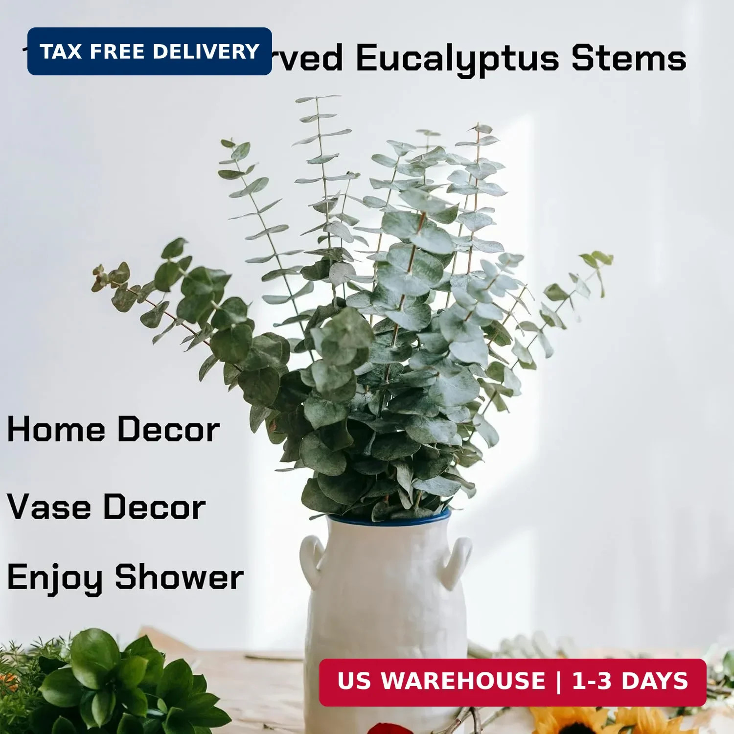 16 Pcs Dried Eucalyptus Stems, 17″ Real Preserved Eucalyptus Bouquet for Wedding