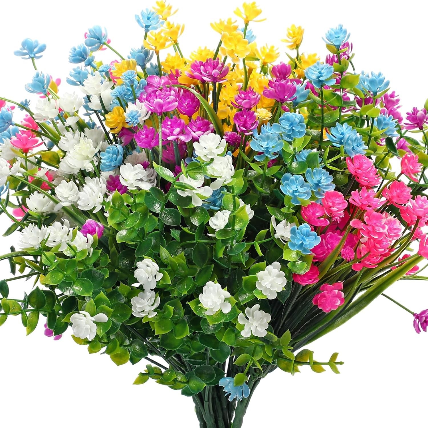 Faux Flower Set – 12 Lifelike UV Resistant Plants for Indoor & Outdoor Elegance