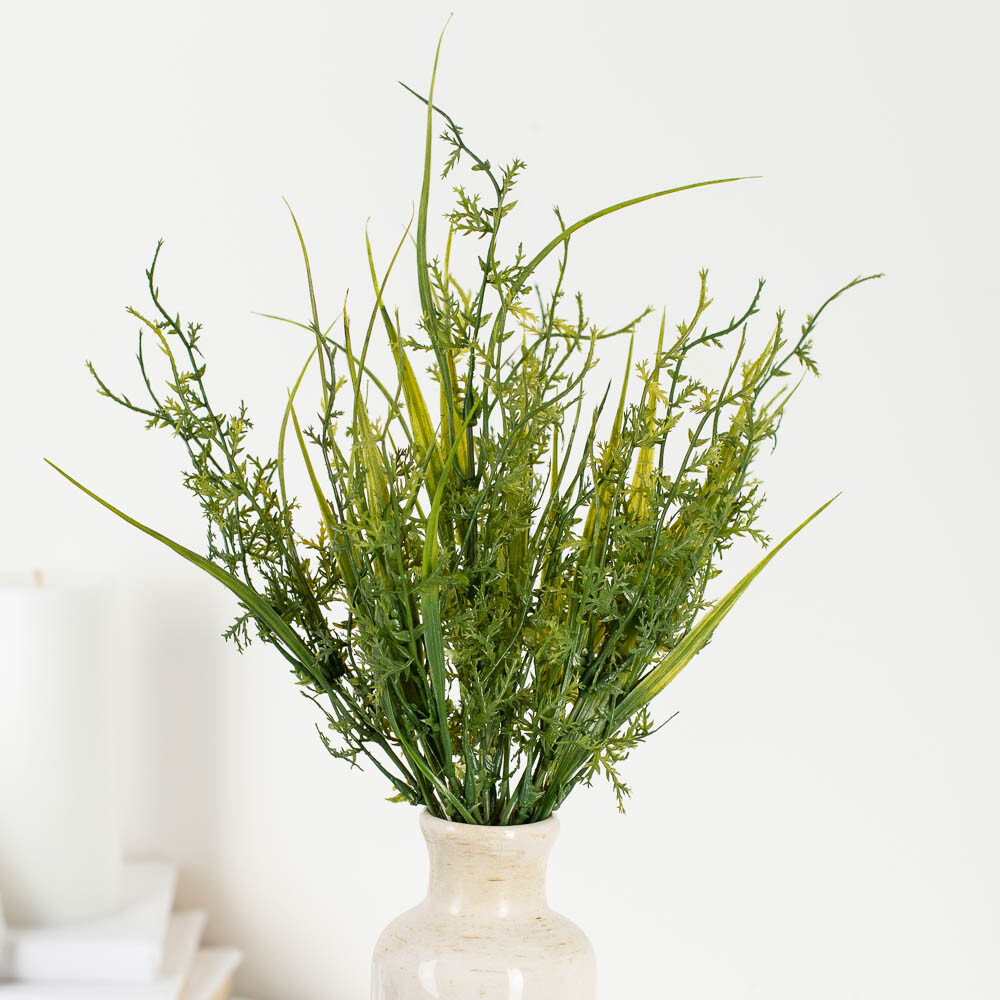Package of 4 Small Artificial Indoor/Outdoor 15″ Decorative Grass Bushes