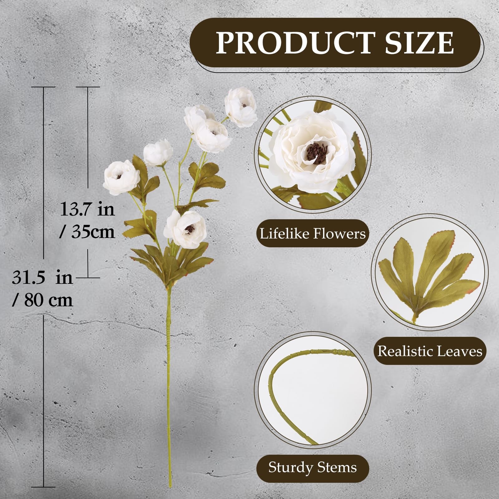 27″ Long Stems Artificial Peonies Flowers 5 Pcs 30 Head Vintage Peonies Branc…