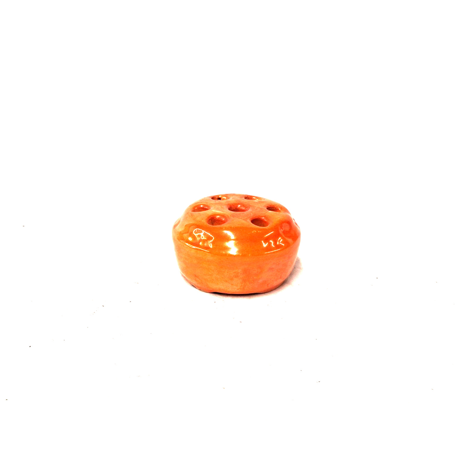 Vintage Orange Ceramic Flower Frog Floral Arrangement Holder Ikebana Vase Insert