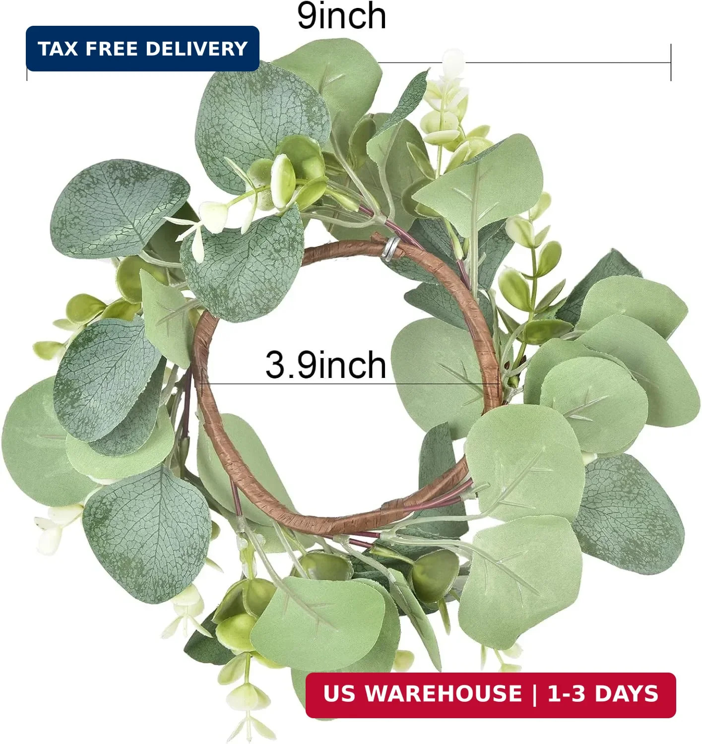 LSKYTOP 4Pcs Eucalyptus Wreath Faux Kitchen Cabinet Wreaths Artificial Greenery