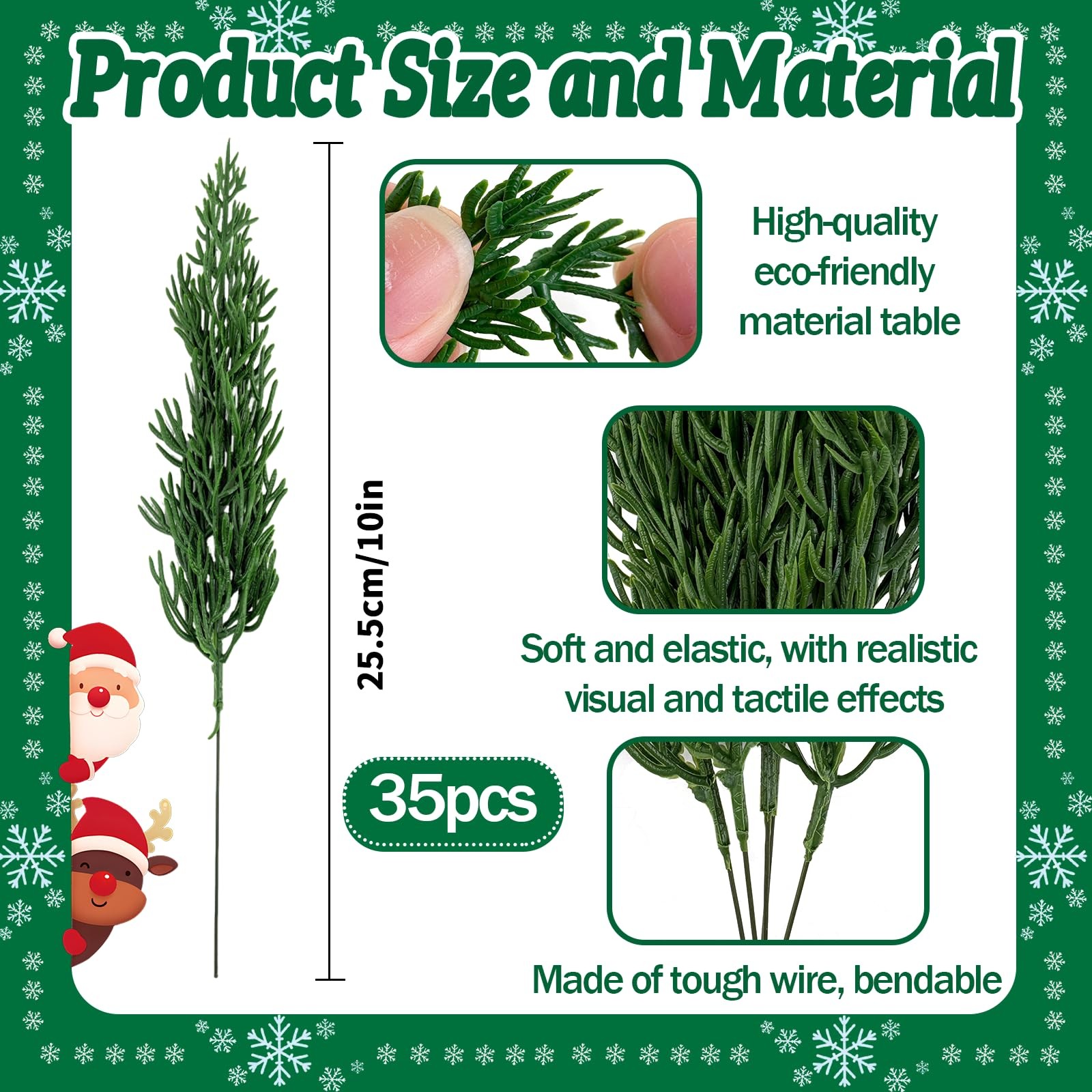 45PCS Christmas Norfolk Pine Branches with Red Berry Stems Artificial Christm…