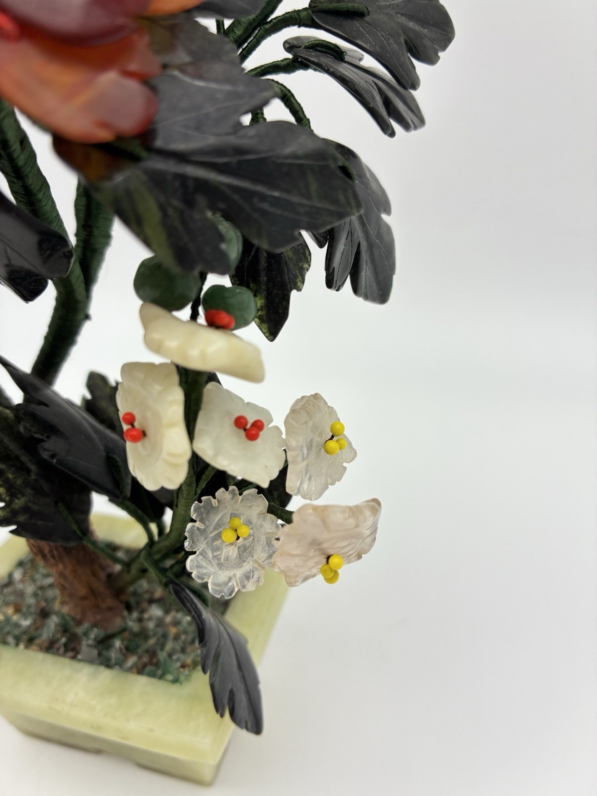 Vintage Chinese Jade Bonsai Tree in Jade Pot 7.5”