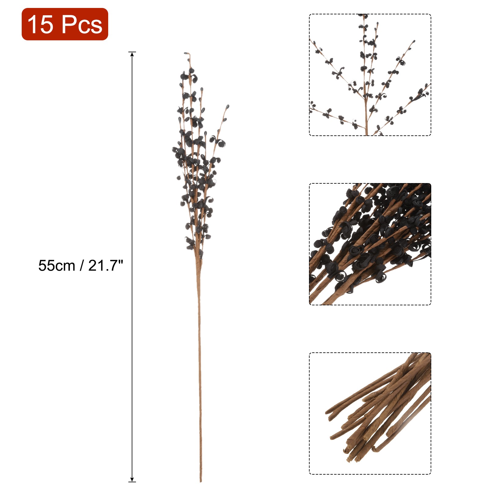 15Pcs Artificial Flowers 21.7″ Plastic Faux Flowers Fake Branches Black