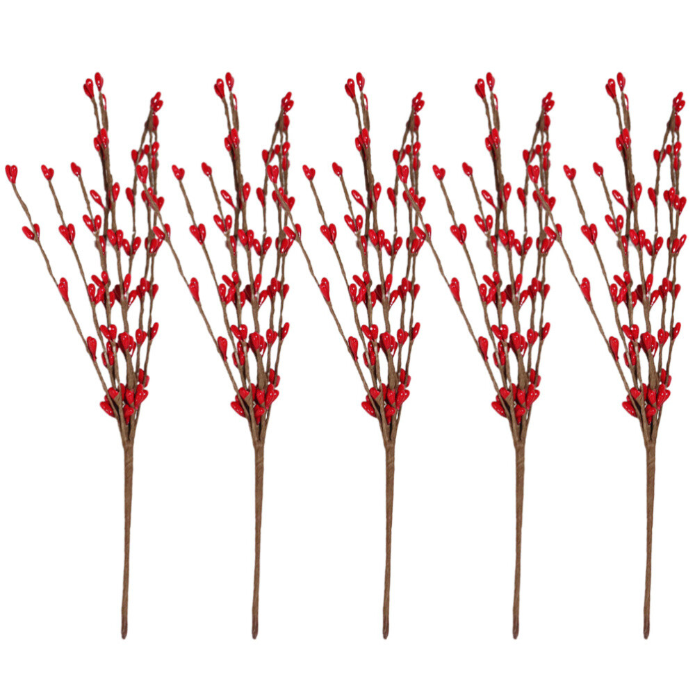 5pcs Orange Berry Christmas Christmas Berry Picks Artificial Red Berry Stems