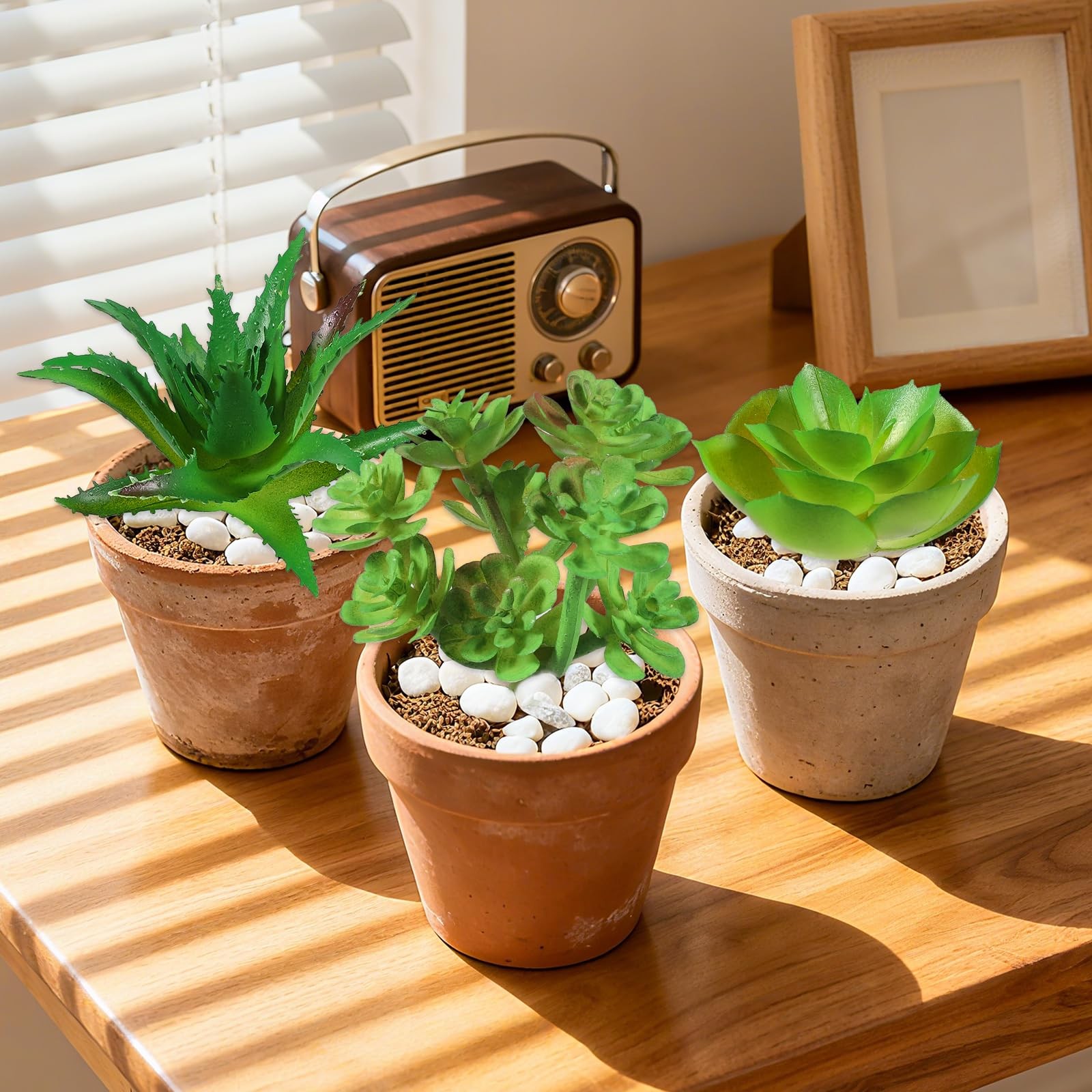 6 Pack Mini Faux Succulent Plants Green Artificial for Home Decor Crafting