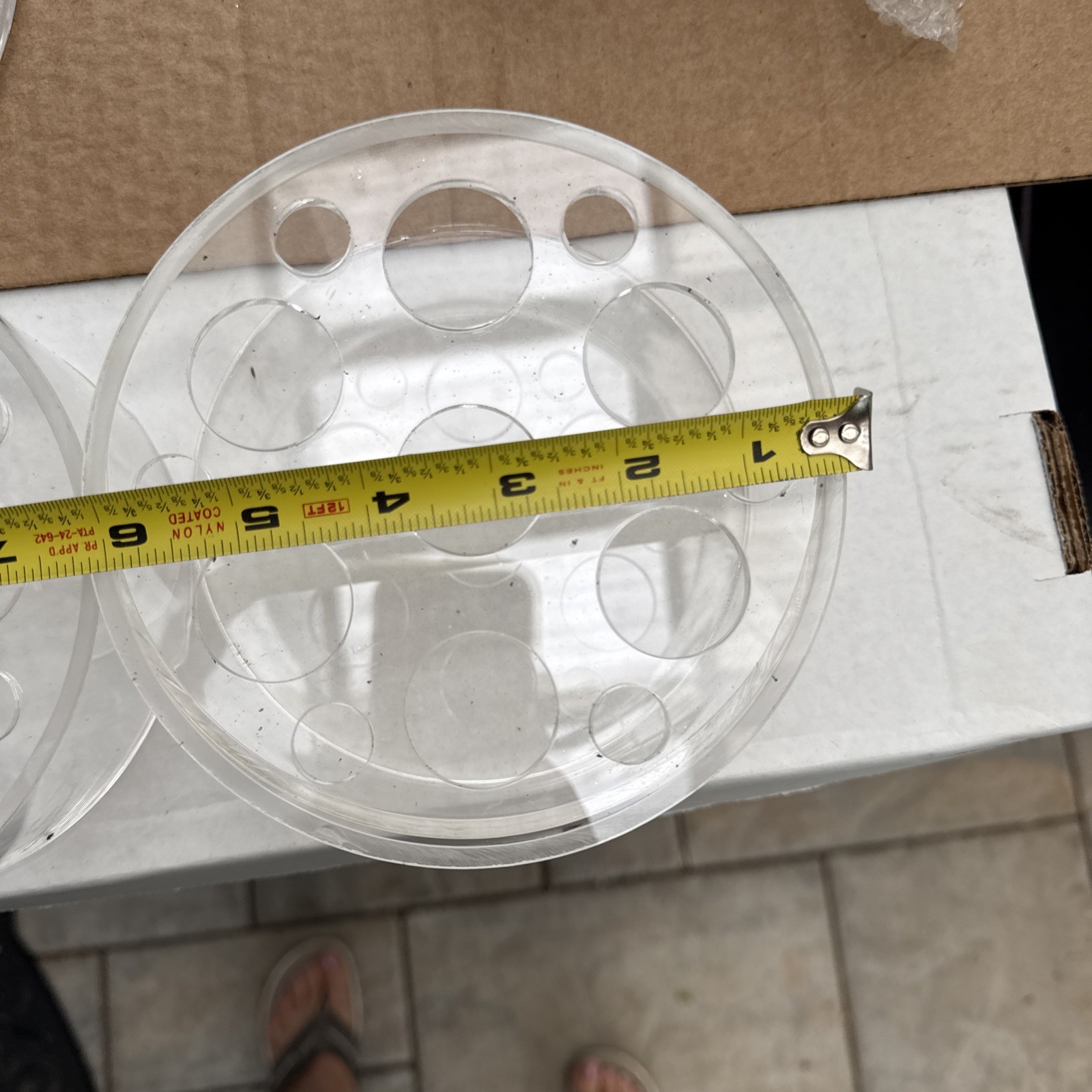 Two 6” Clear Acrylic Low Centerpiece Floral Containers