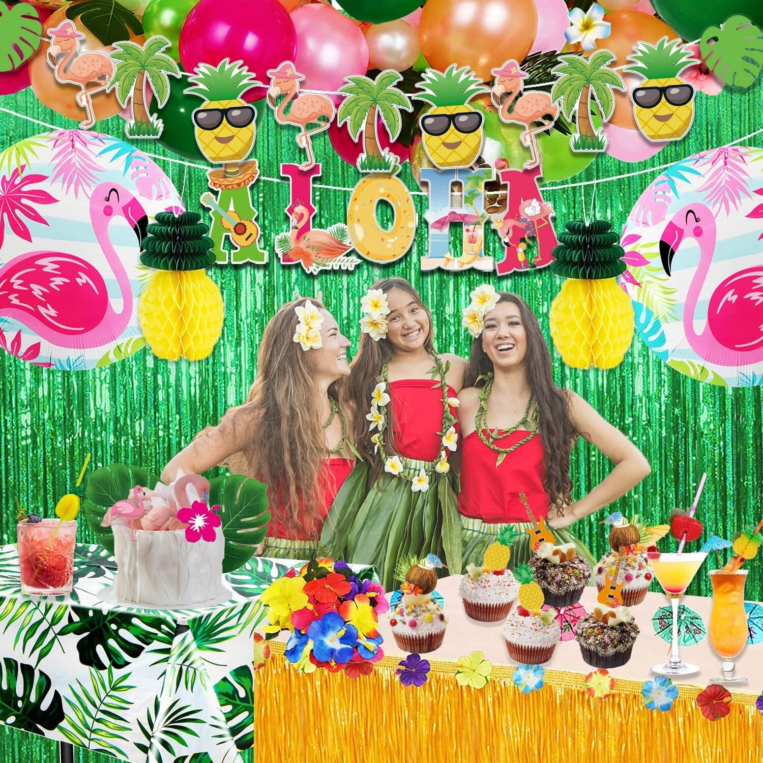 Hawaiian Luau Party Decorations 157Pcs NEW