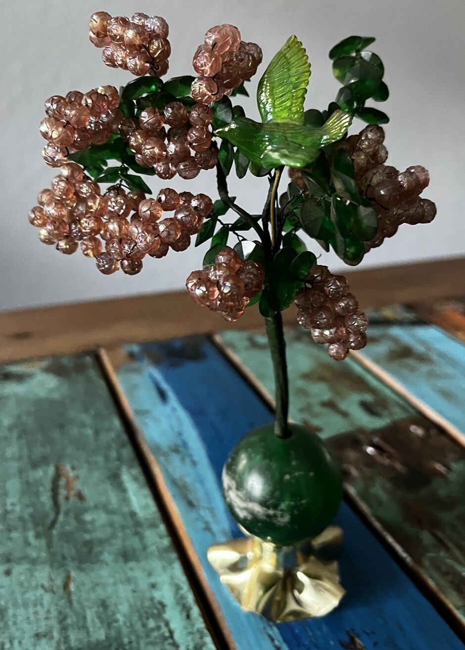 Vintage 70s MCM Handmade Wire Beaded Tree Of Life Bonsai w/ Bird – Retro Craft
