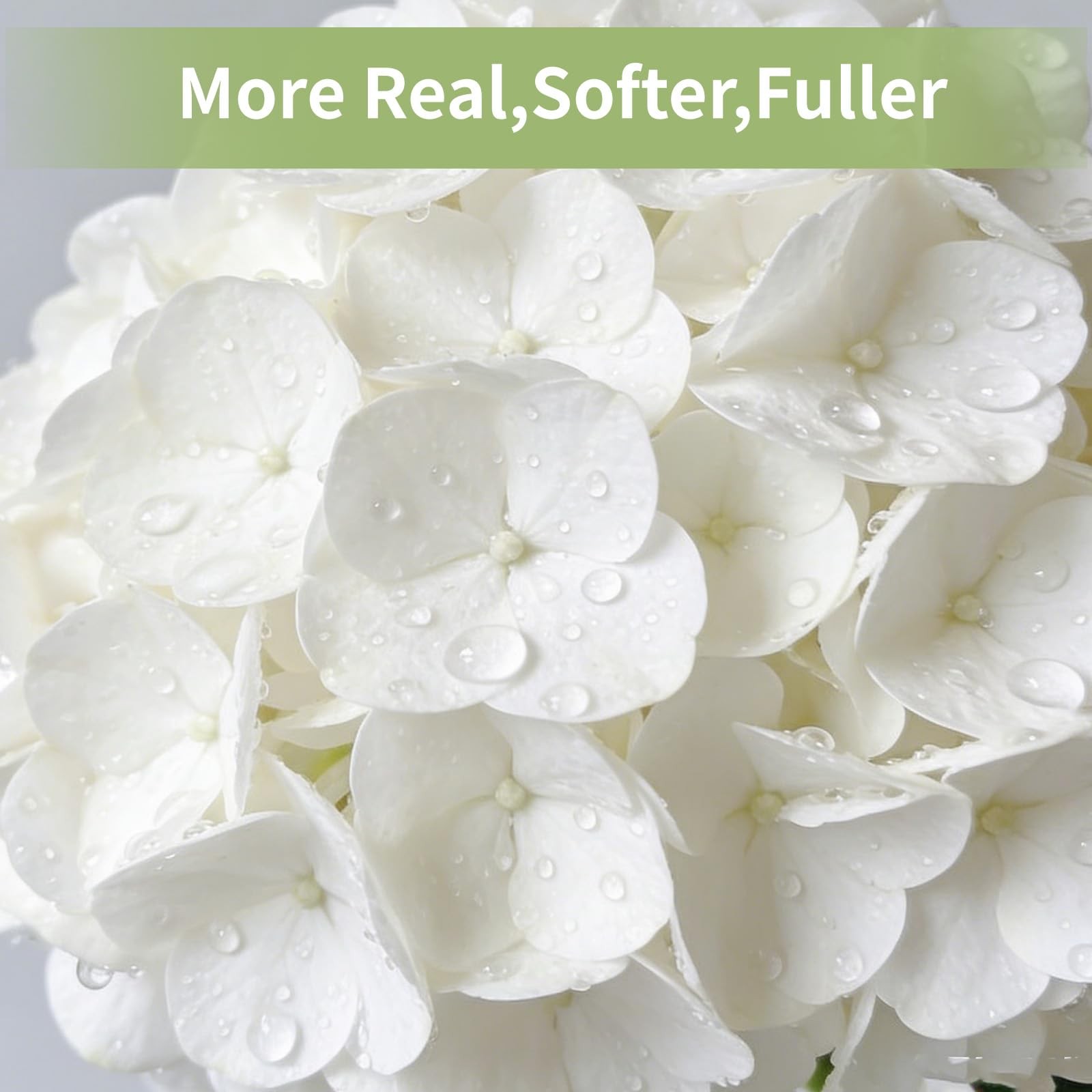 4pcs Hydrangea Artificial Flowers Real Touch Flocked Latex, White