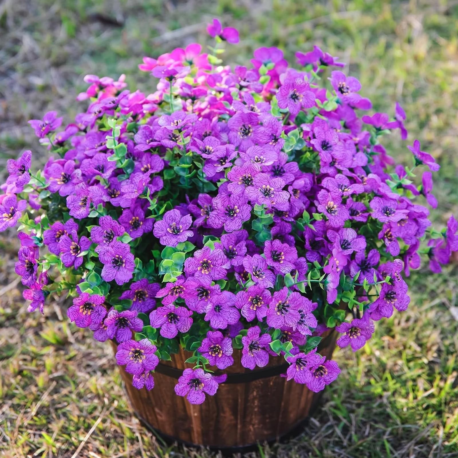 Artificial Flowers 12 Bundles UV Resistant Fake Silk Plants Realistic Outdoor…