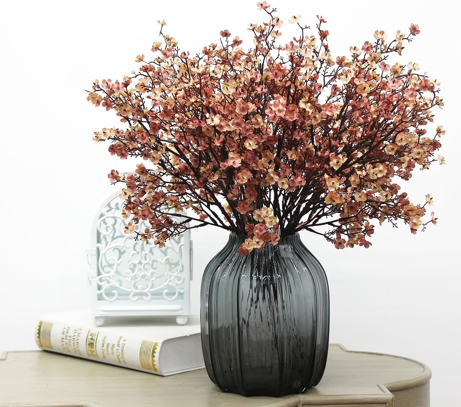 Silk Artificial Flowers 6 Bundle for Home and Garden Decoration in Beige Brown