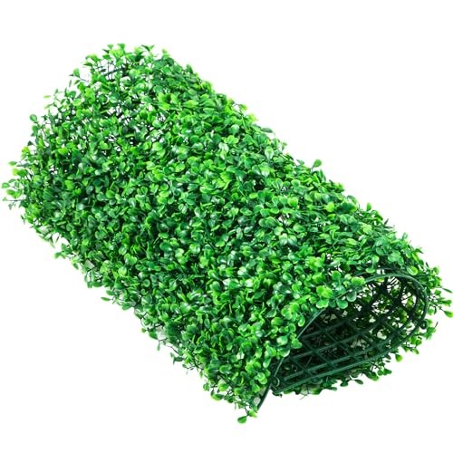 12Pcs Green Artificial Plant Hedge Wall Panels 10×10 PE Material Indoor Outdoor