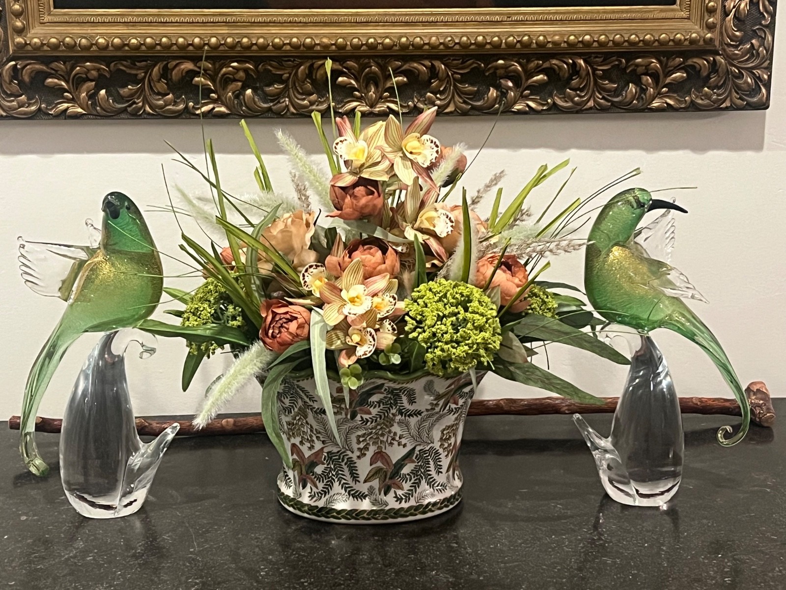 Silk Faux Floral Arrangement Newly Created in Vintage Danny’s Fine Porcelain Pot