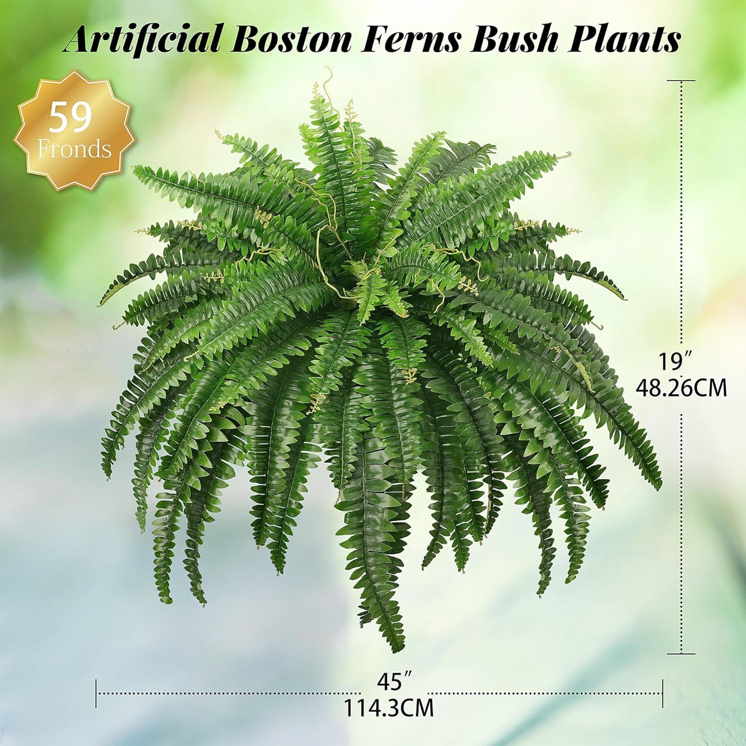 45″ Fake Ferns, Realistic Large Artificial Bush Plants, 2 Artificial Boston Fern
