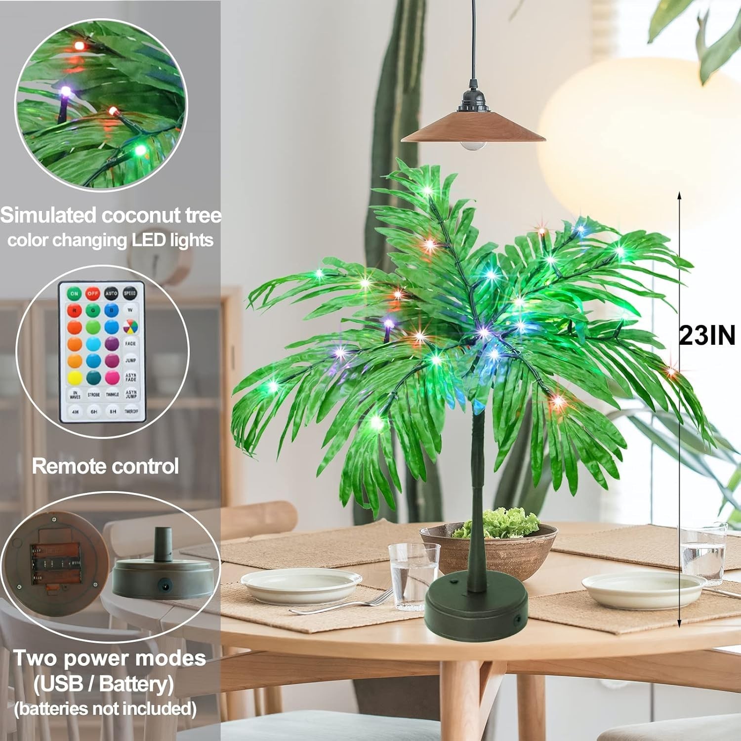 Vibrant 23-Inch Color Changing Palm Tree – Perfect Gift for All Occasions