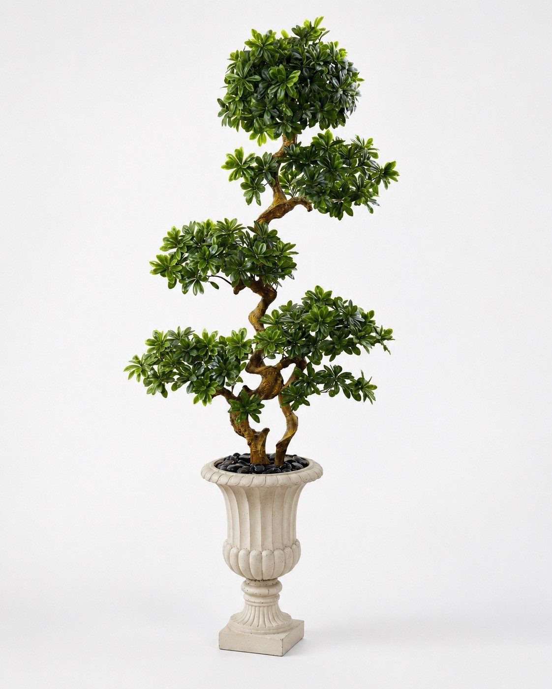 6′ Artificial Pittosporum Tree in Decor Urn UV (Indoor/Outdoor). Retail $499