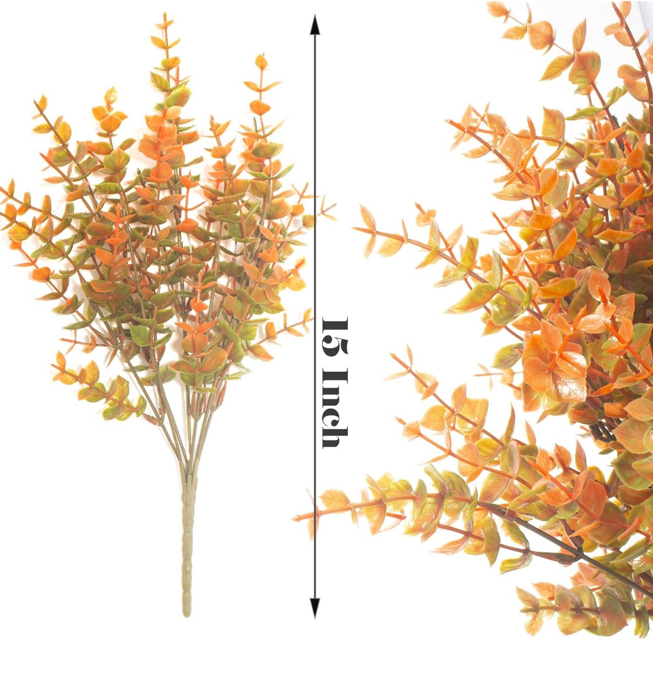 Grunyia 10 Bundle Artificial Fall Boxwood No Fade Faux Autumn Plants Brown